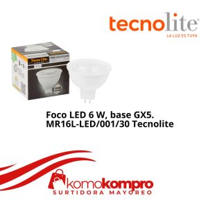 Foco-LED-6-W, base-GX5. MR16L-LED00130 ,Tecnolite, Tecnolite, tecnolite-lamparas, tecnolite-catálogo, focos-tecnolite, tecnolite-cerca-de-mi