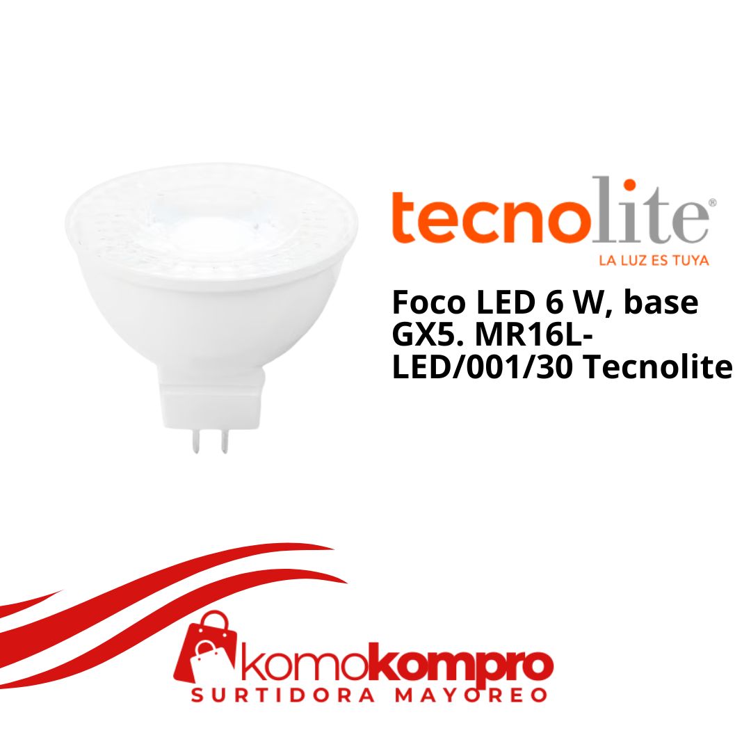 Foco-LED-6-W, base-GX5. MR16L-LED00130 ,Tecnolite, Tecnolite, tecnolite-lamparas, tecnolite-catálogo, focos-tecnolite, tecnolite-cerca-de-mi