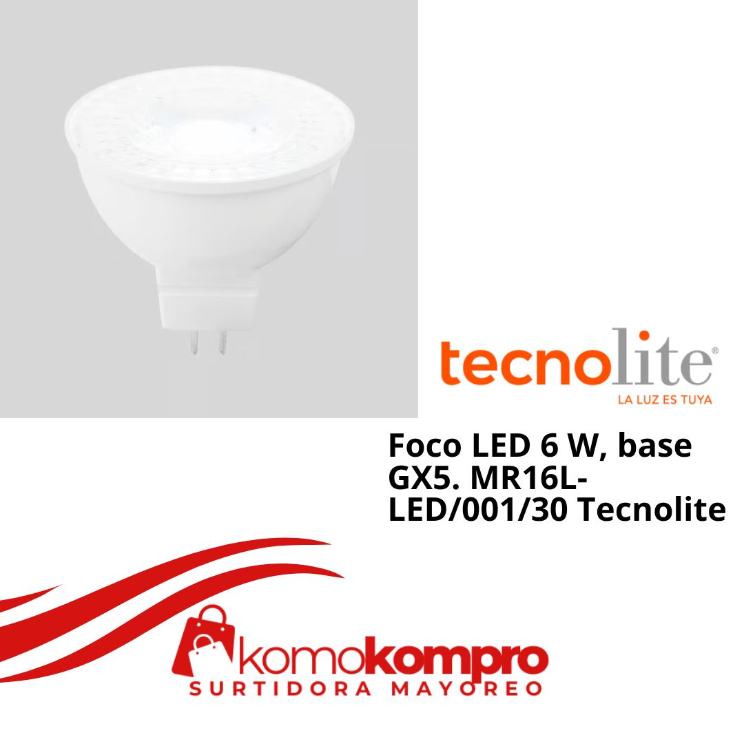 Foco-LED-6-W, base-GX5. MR16L-LED00130 ,Tecnolite, Tecnolite, tecnolite-lamparas, tecnolite-catálogo, focos-tecnolite, tecnolite-cerca-de-mi