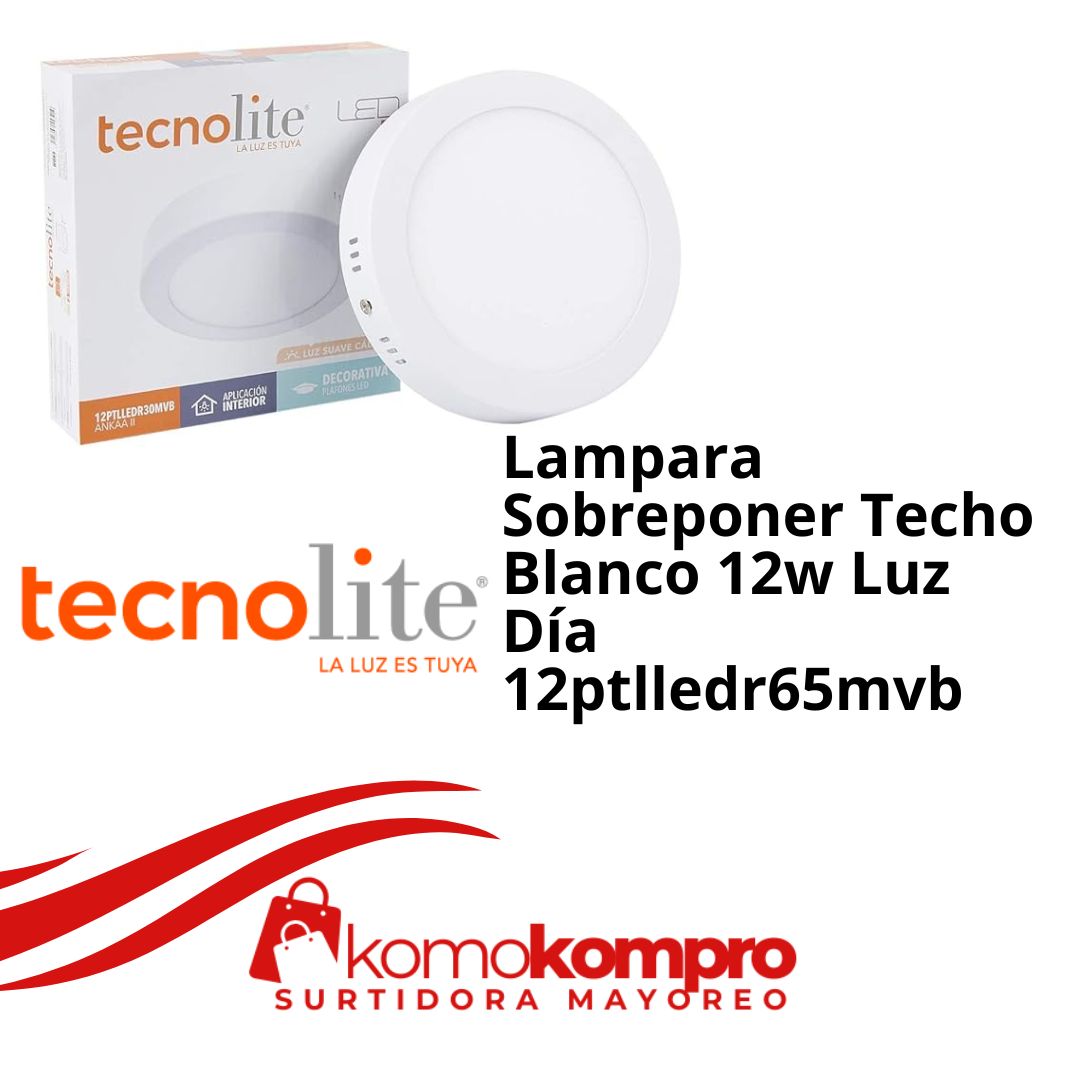 Lampara-Sobreponer-Techo-Blanco-12w-Luz-Día-12ptlledr65mvb, Tecnolite, tecnolite-lamparas, tecnolite-catálogo, focos-tecnolite, tecnolite-cerca-de-mi