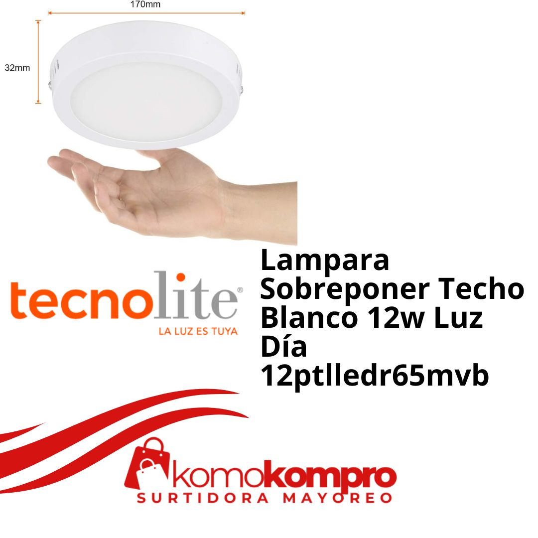 Lampara-Sobreponer-Techo-Blanco-12w-Luz-Día-12ptlledr65mvb, Tecnolite, tecnolite-lamparas, tecnolite-catálogo, focos-tecnolite, tecnolite-cerca-de-mi
