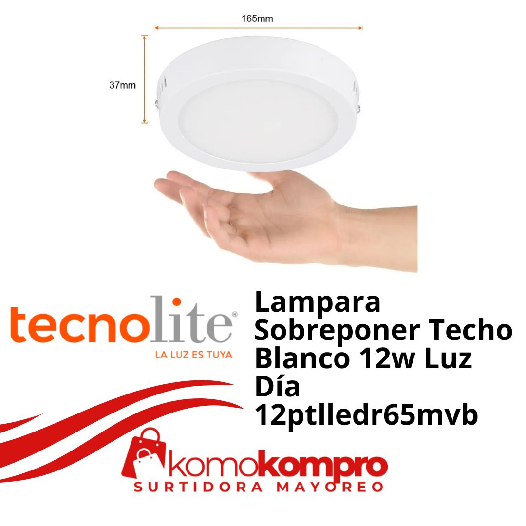 Lampara-Sobreponer-Techo-Blanco-12w-Luz-Día-12ptlledr65mvb, Tecnolite, tecnolite-lamparas, tecnolite-catálogo, focos-tecnolite, tecnolite-cerca-de-mi