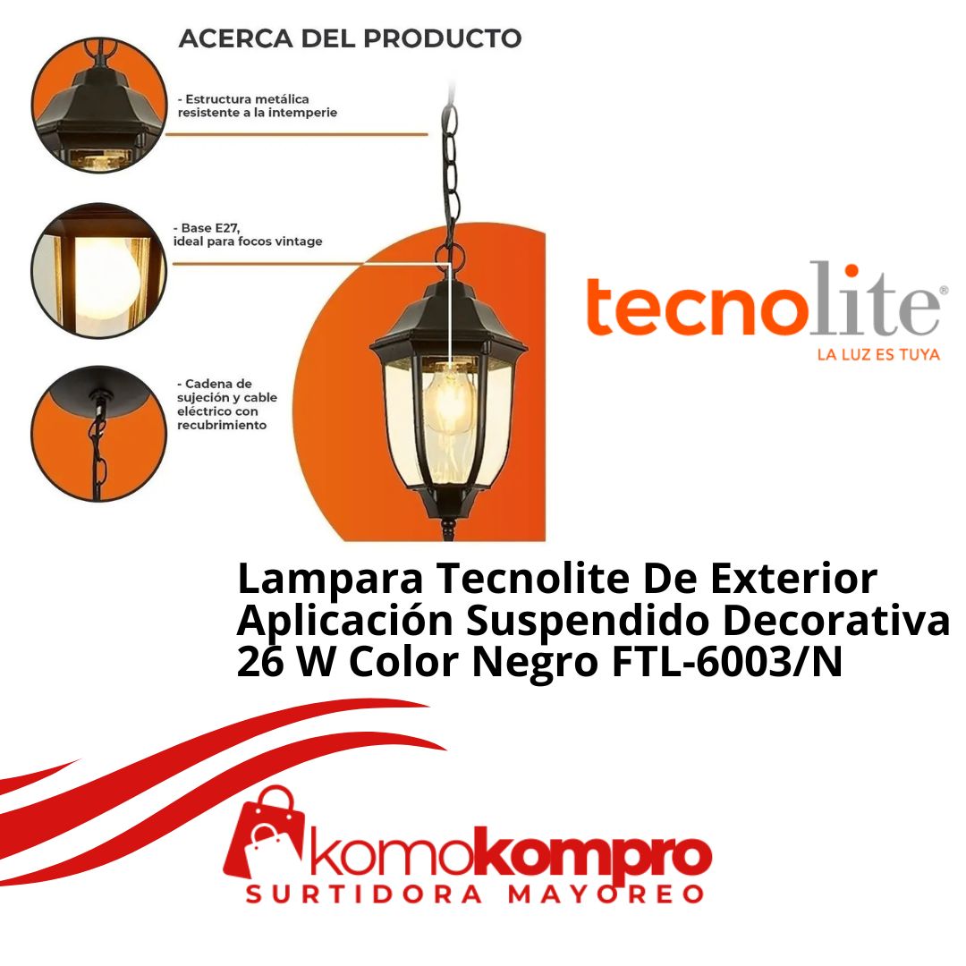 Lampara-Tecnolite-De-Exterior-Aplicación-Suspendido-Decorativa-26-W-Color-Negro-FTL-6003N, Tecnolite, tecnolite-lamparas, tecnolite-catálogo, focos-tecnolite, tecnolite-cerca-de-mi