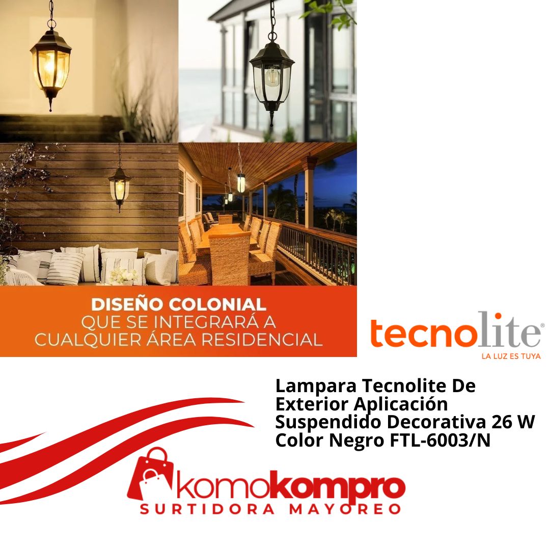 Lampara-Tecnolite-De-Exterior-Aplicación-Suspendido-Decorativa-26-W-Color-Negro-FTL-6003N, Tecnolite, tecnolite-lamparas, tecnolite-catálogo, focos-tecnolite, tecnolite-cerca-de-mi